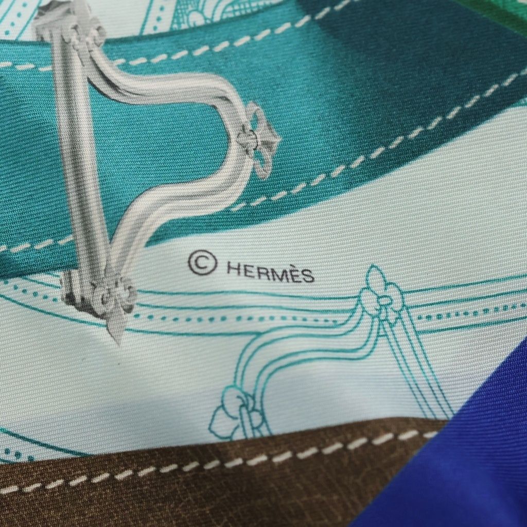 Hermes Carre 90 Cavalcadour Voltigeur Silk Scarf Blue Multicolor — view 5