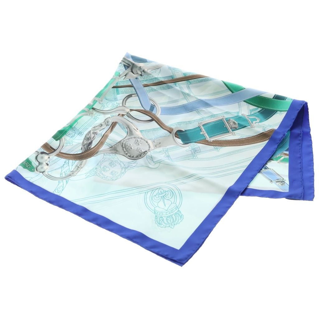 Hermes Carre 90 Cavalcadour Voltigeur Silk Scarf Blue Multicolor
