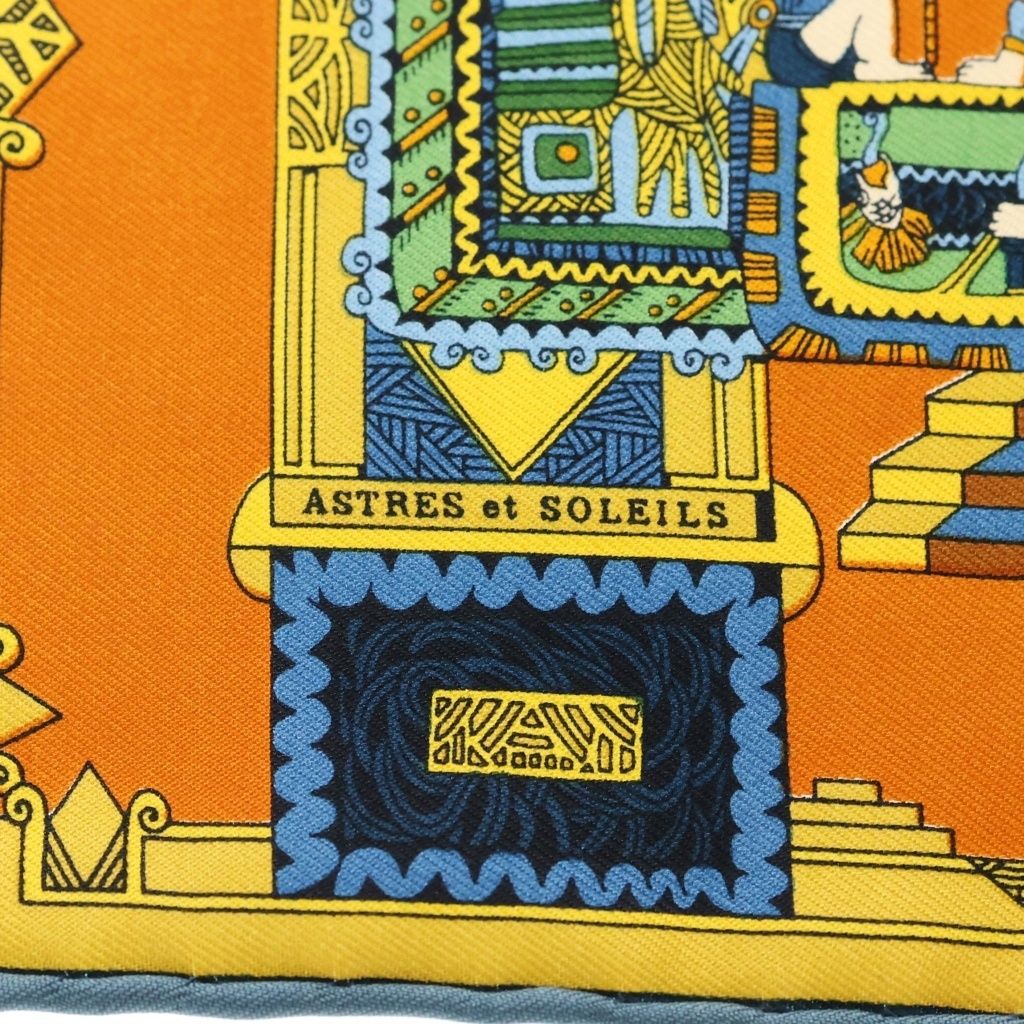 Hermes Carre 50 Celestial Bodies and Sun Silk Scarf Orange — view 6