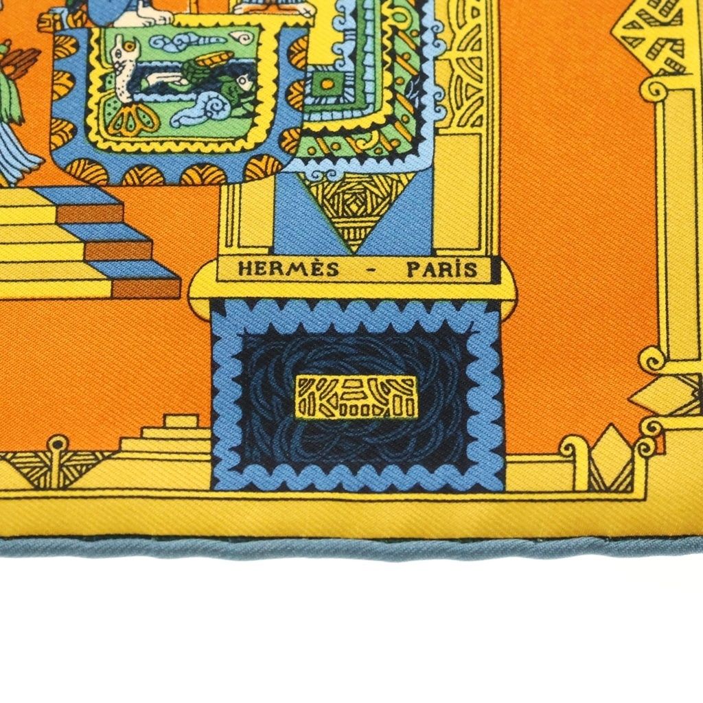 Hermes Carre 50 Celestial Bodies and Sun Silk Scarf Orange — view 3