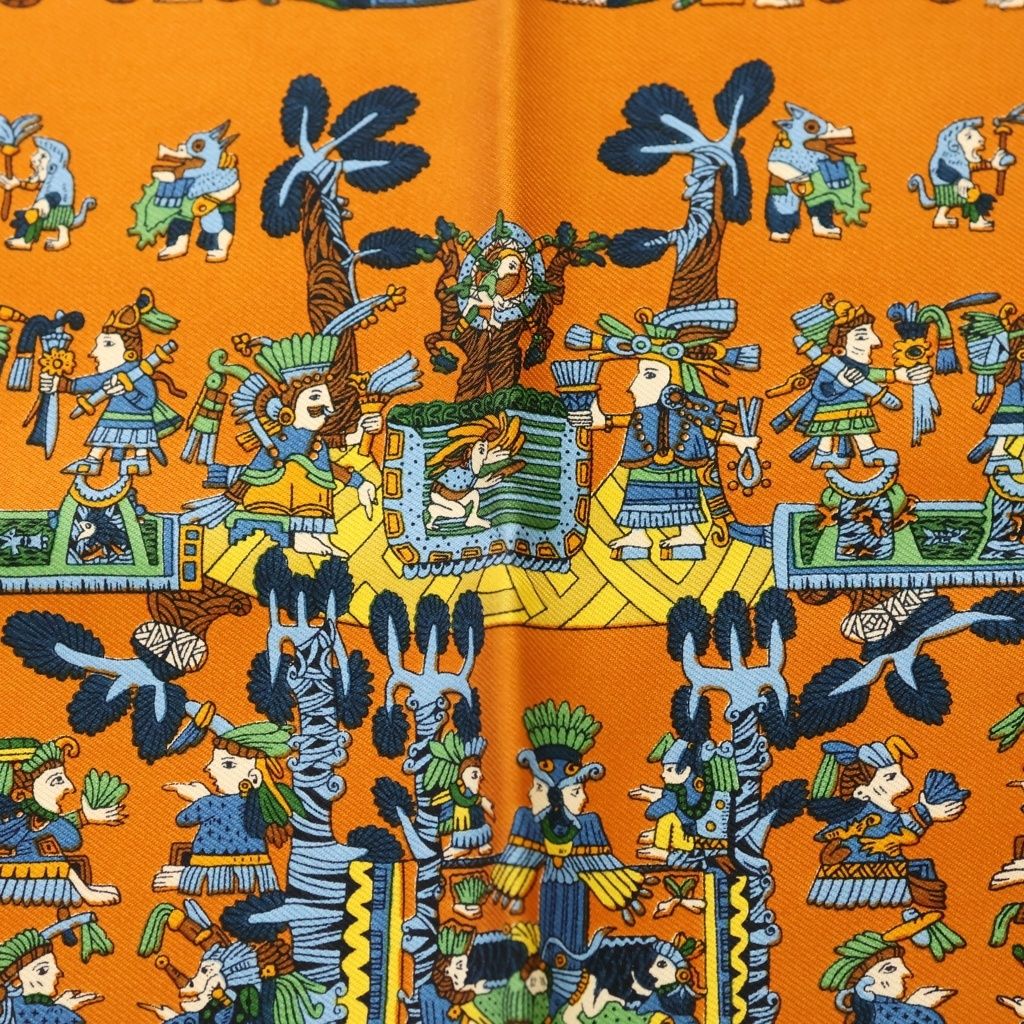 Hermes Carre 50 Celestial Bodies and Sun Silk Scarf Orange — view 5