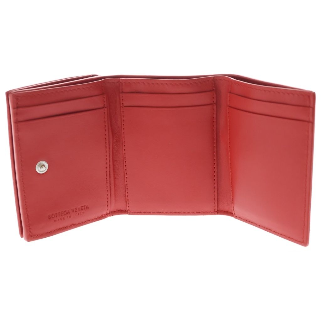 Bottega Veneta Intrecciato Compact Wallet Trifold Red Leather — view 4