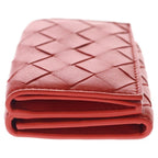 Bottega Veneta Intrecciato Compact Wallet Trifold Red Leather — view 3