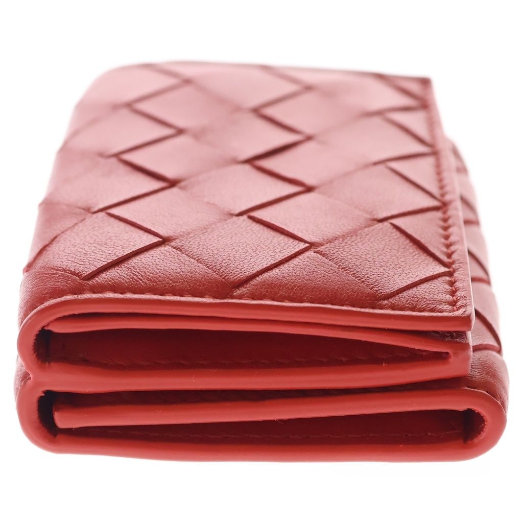 Bottega Veneta Intrecciato Compact Wallet Trifold Red Leather — view 3