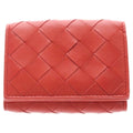 Bottega Veneta Intrecciato Compact Wallet Trifold Red Leather