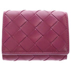 Bottega Veneta Intrecciato Compact Wallet Trifold Purple Leather