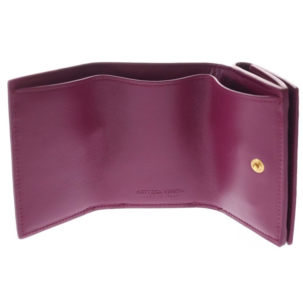 Bottega Veneta Intrecciato Compact Wallet Trifold Purple Leather — view 4