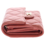 Chanel Quilted Trifold Wallet Compact Coin Case Pink Caviar Leather Gold — view 3