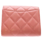 Chanel Quilted Trifold Wallet Compact Coin Case Pink Caviar Leather Gold — view 2