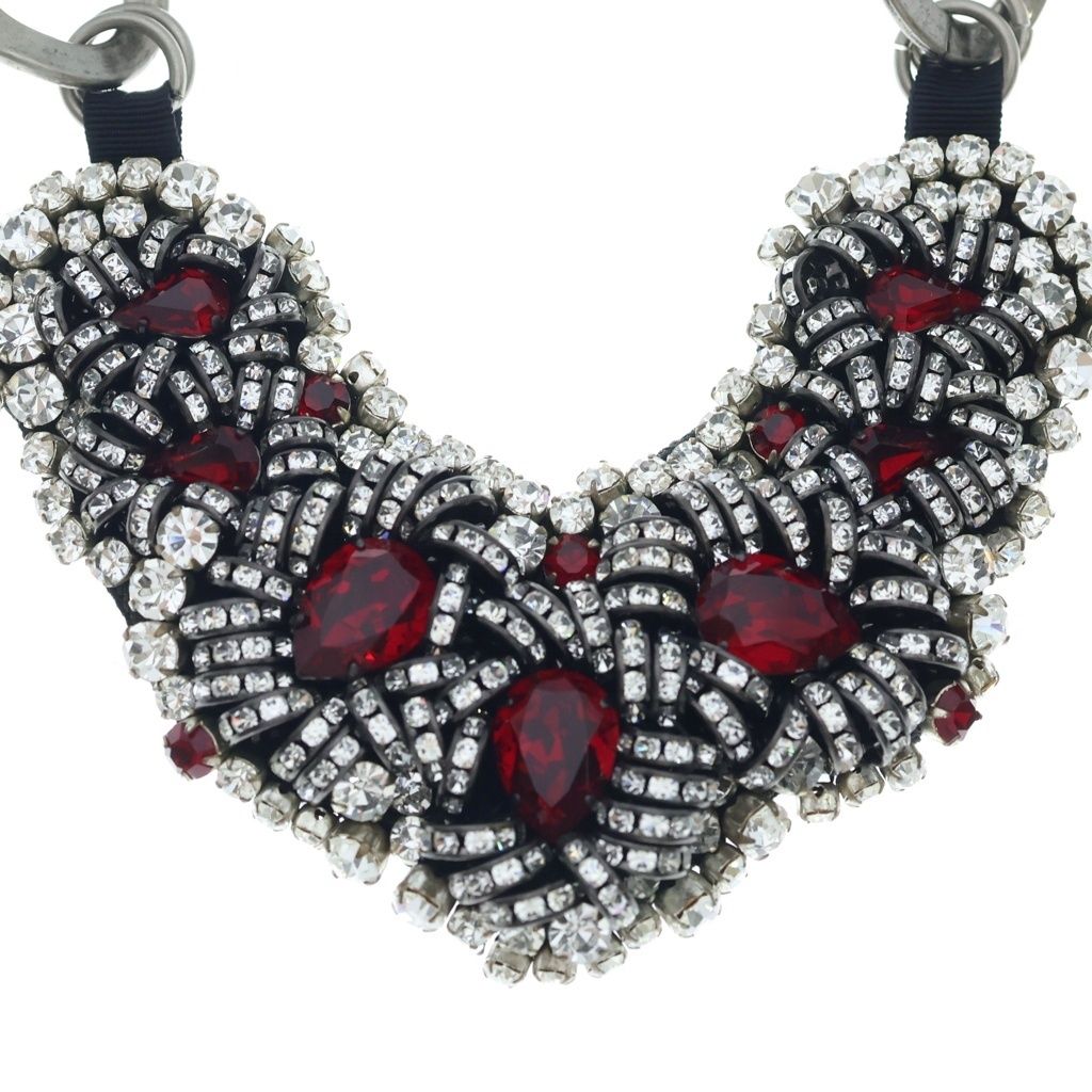 Prada Rhinestone Bijoux Necklace Choker Silver — view 3
