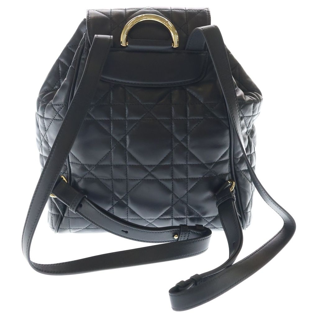 Dior Monsieur Caro CD Logo Plate Cannage Leather Backpack Gold Black — view 2