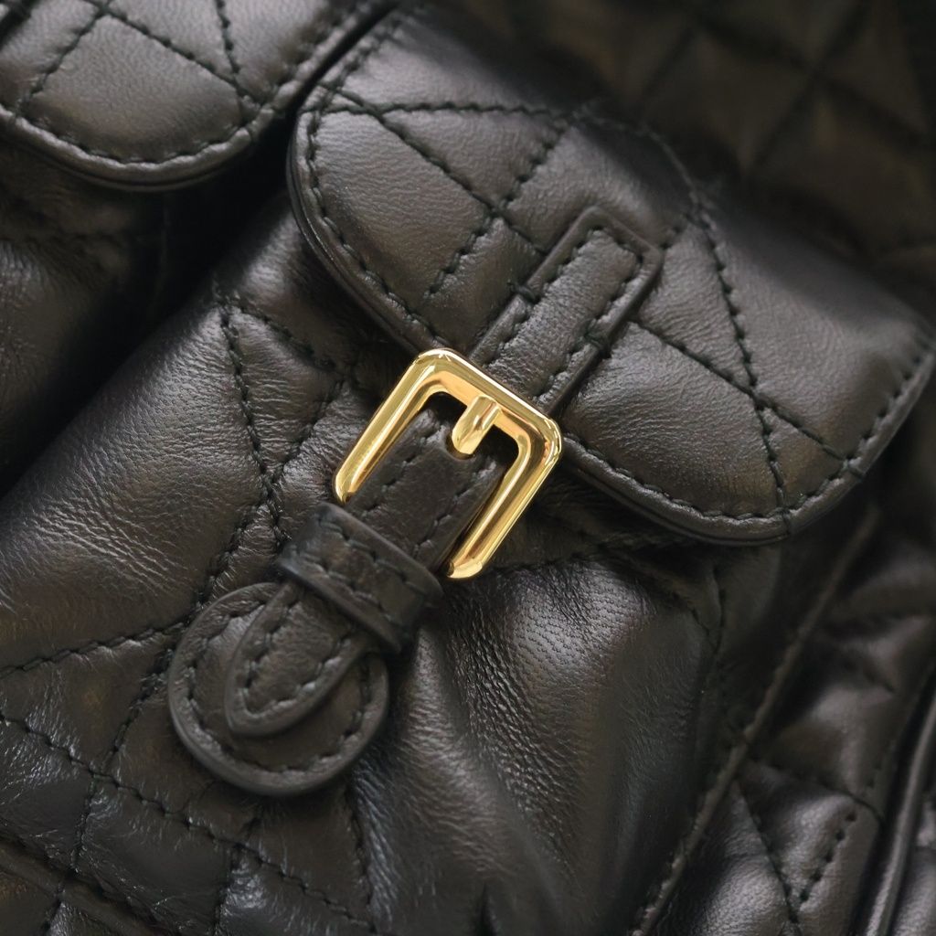 Dior Monsieur Caro CD Logo Plate Cannage Leather Backpack Gold Black — view 8