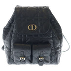 Dior Monsieur Caro CD Logo Plate Cannage Leather Backpack Gold Black