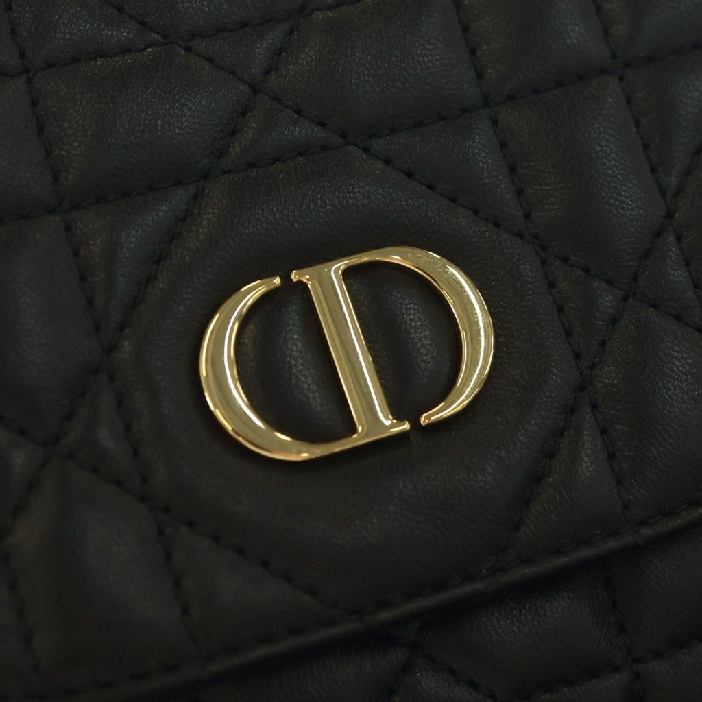 Dior Monsieur Caro CD Logo Plate Cannage Leather Backpack Gold Black — view 6