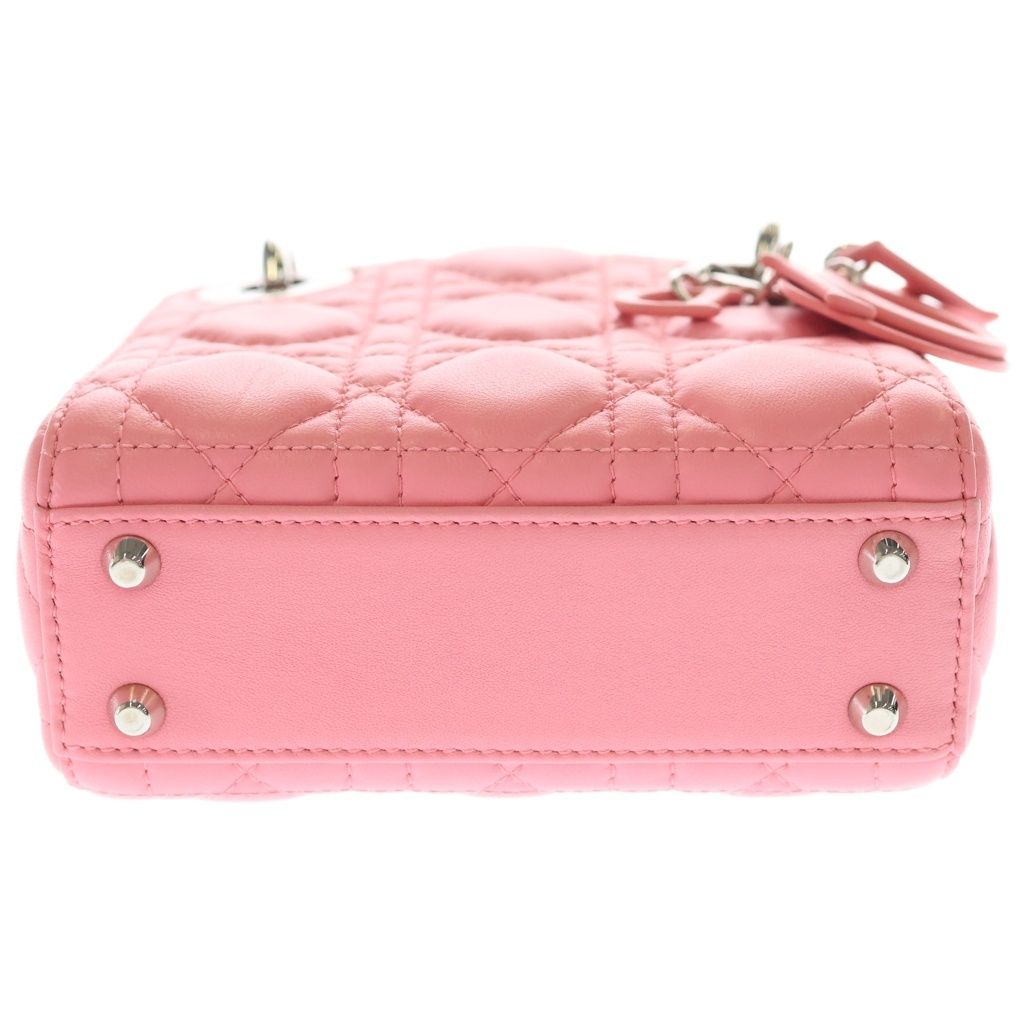 Dior Lady Micro Pink Leather 2-Way Shoulder Bag Silver — view 4