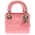 Dior Lady Micro Pink Leather 2-Way Shoulder Bag Silver