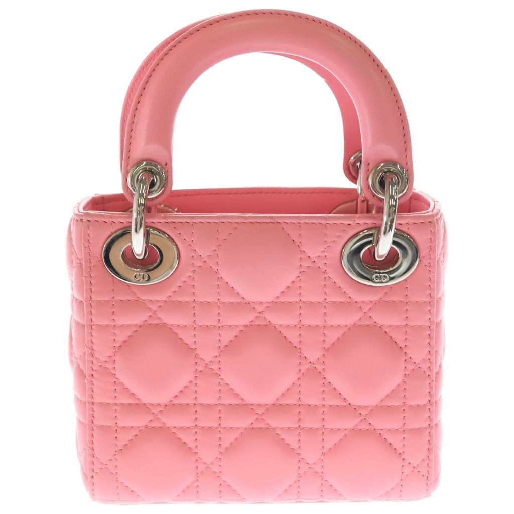 Dior Lady Micro Pink Leather 2-Way Shoulder Bag Silver — view 2