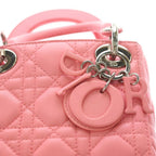 Dior Lady Micro Pink Leather 2-Way Shoulder Bag Silver — view 6