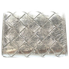 Bottega Veneta Intreccia Tri Foldwallet Compact Wallet Coin Case Silver Leather — view 2