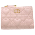 Dior Pink Heart Bifold Wallet Compact Leather Gold