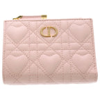 Dior Pink Heart Bifold Wallet Compact Leather Gold