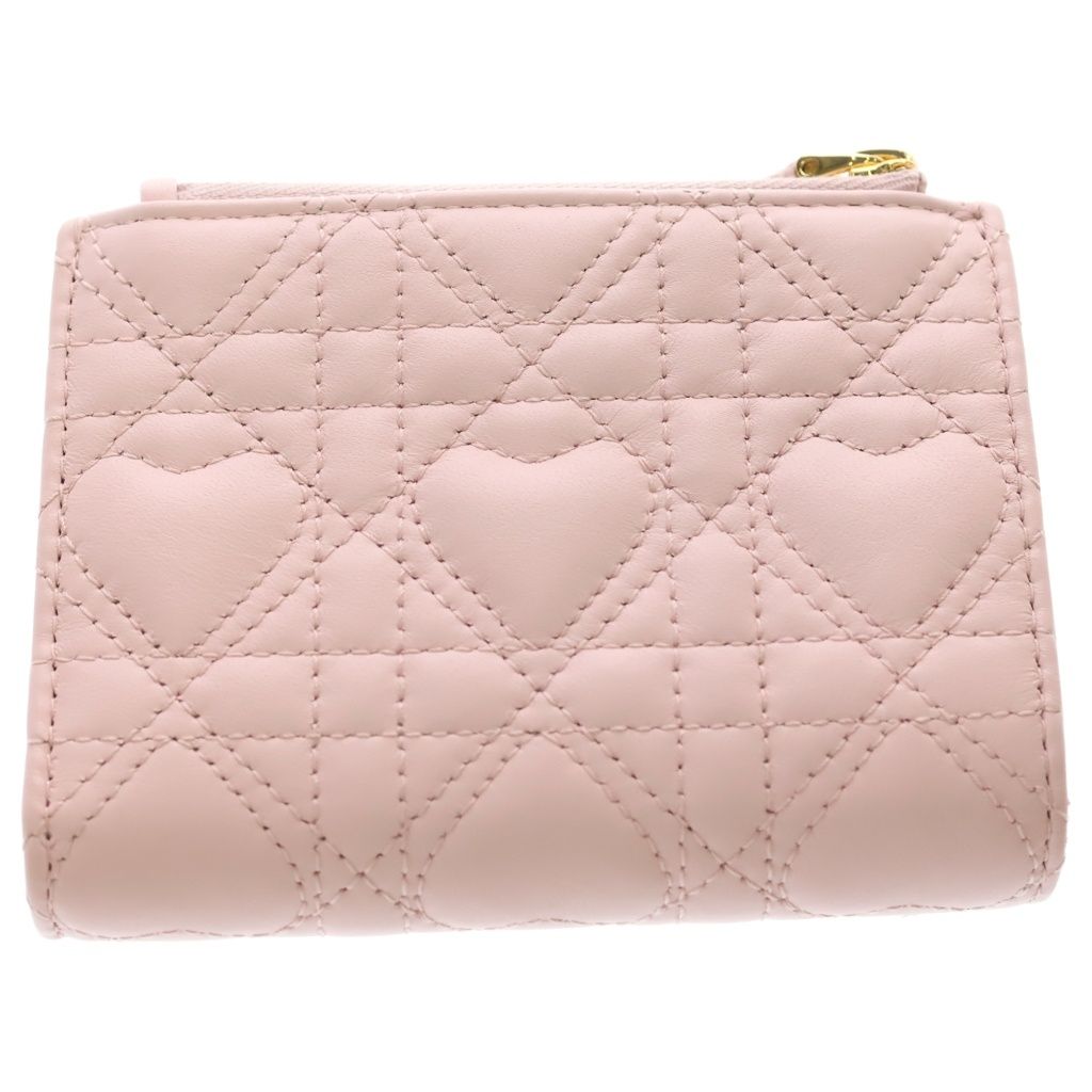 Dior Pink Heart Bifold Wallet Compact Leather Gold — view 2