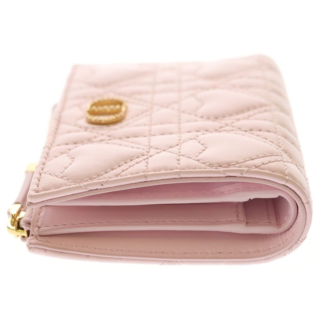 Dior Pink Heart Bifold Wallet Compact Leather Gold — view 3