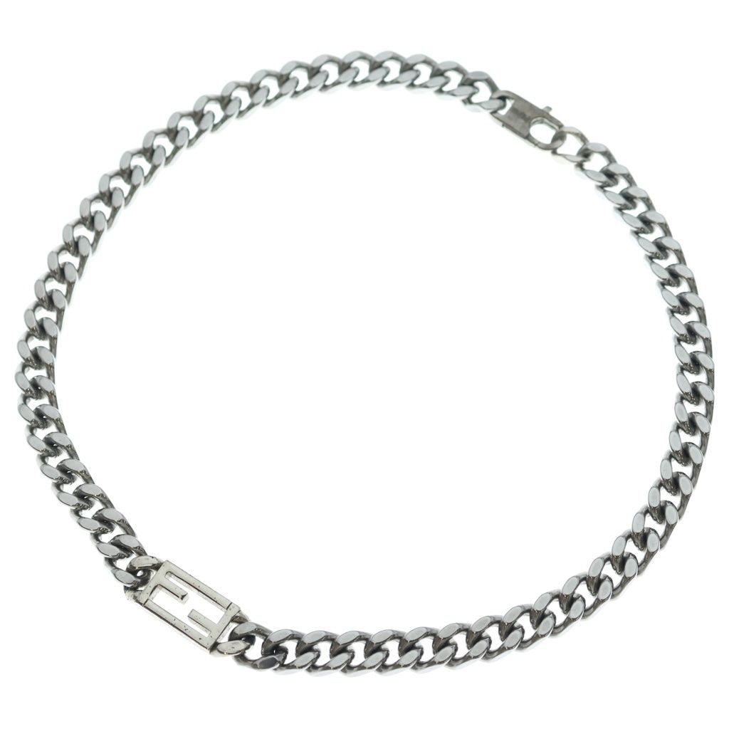 Fendi Baguette Chain Necklace Silver — view 2
