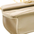 Chanel CC Logo Pearl Vintage Chain Shoulder Bag Beige Leather Gold — view 5