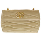 Chanel CC Logo Pearl Vintage Chain Shoulder Bag Beige Leather Gold