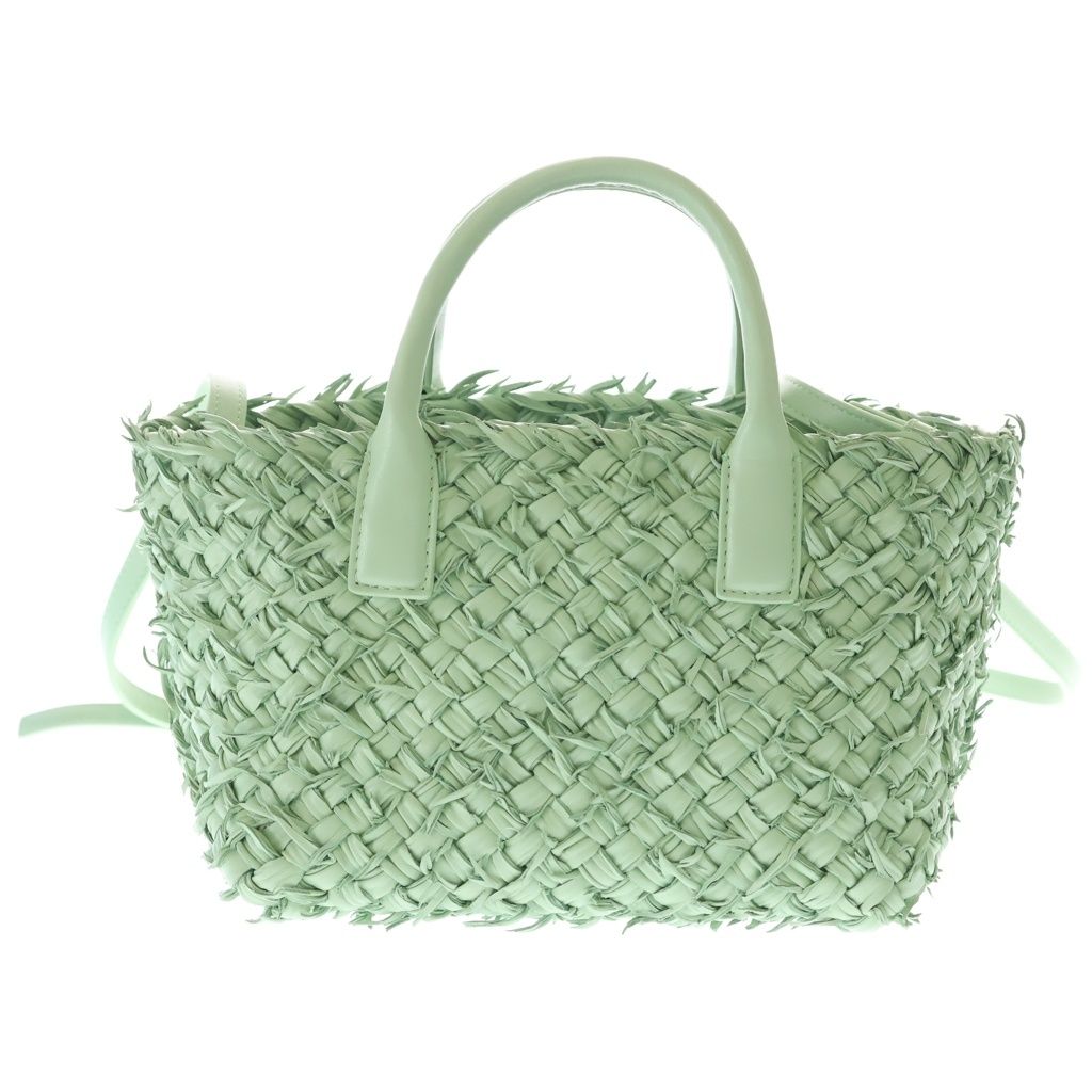 Bottega Veneta Intrecciato Mini Cabas Leather 2-Way Bag Gold Light Green