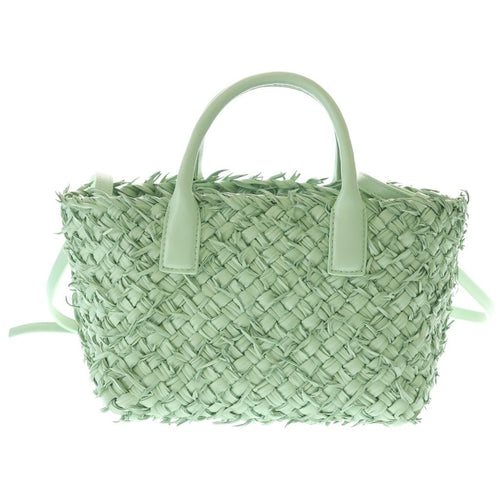 Bottega Veneta Intrecciato Mini Cabas Leather 2-Way Bag Gold Light Green