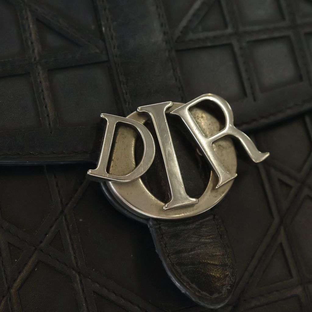 Dior Cannage Cosmo Mini Shoulder Bag Black Leather Silver — view 6