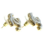 Chanel CC Logo Earrings Pearl White Gold — view 4