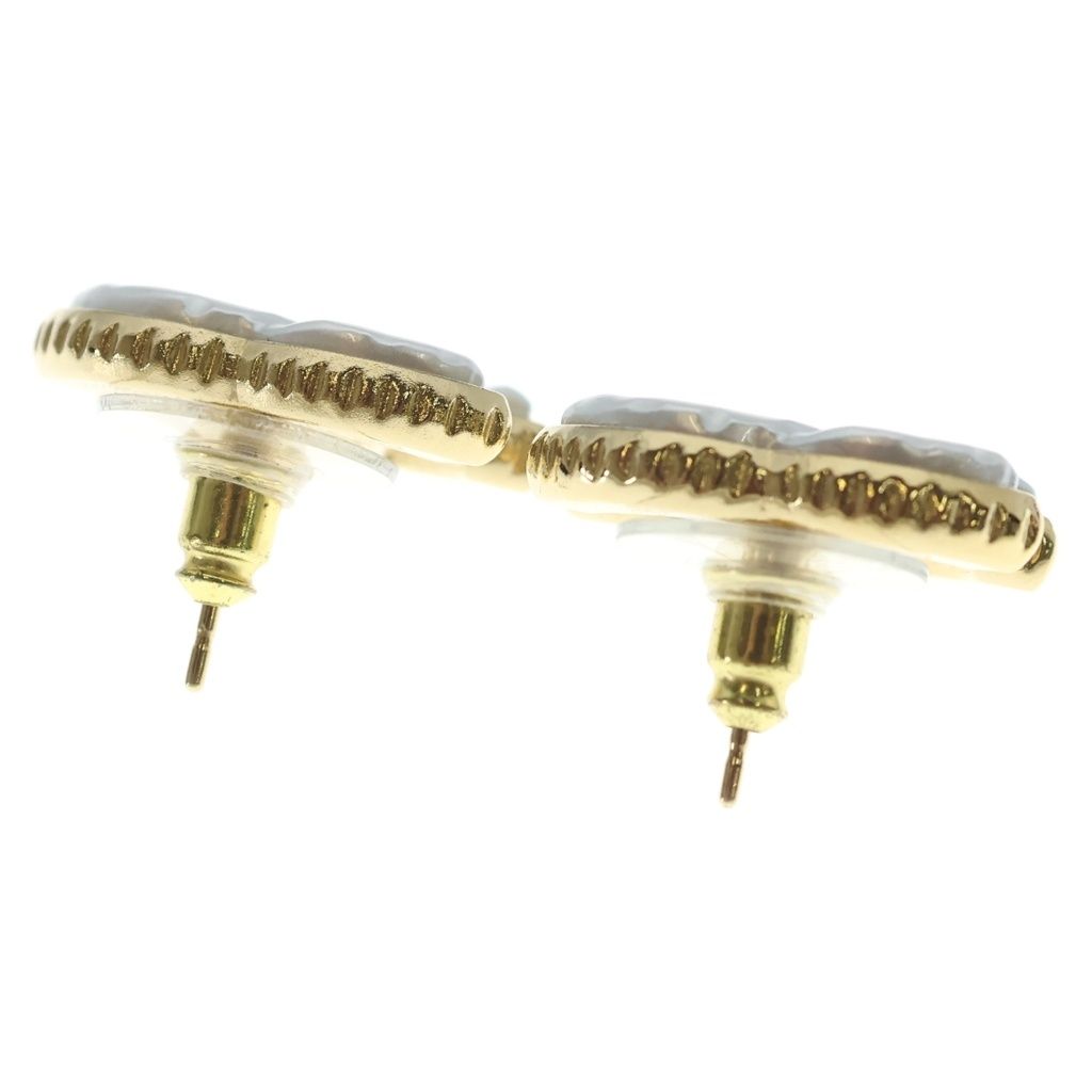 Chanel CC Logo Earrings Pearl White Gold — view 2