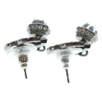 Chanel CC Logo Rhinestone Fringe Earrings Silver — view 2