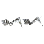 Chanel CC Logo Rhinestone Fringe Earrings Silver — view 3