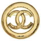 Chanel CC Logo Circle Brooch Pin Badge Gold