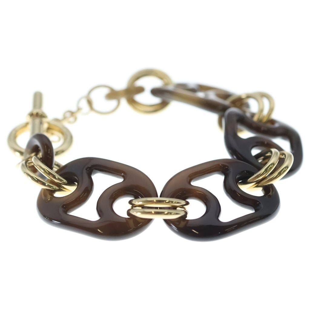 Hermes Eurydice Buffalo Horn Bracelet Gold Plated Brown — view 3