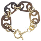 Hermes Eurydice Buffalo Horn Bracelet Gold Plated Brown — view 2