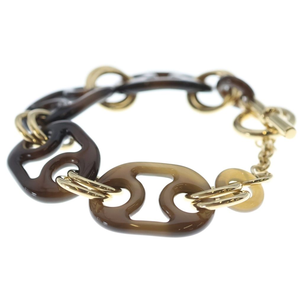 Hermes Eurydice Buffalo Horn Bracelet Gold Plated Brown — view 4