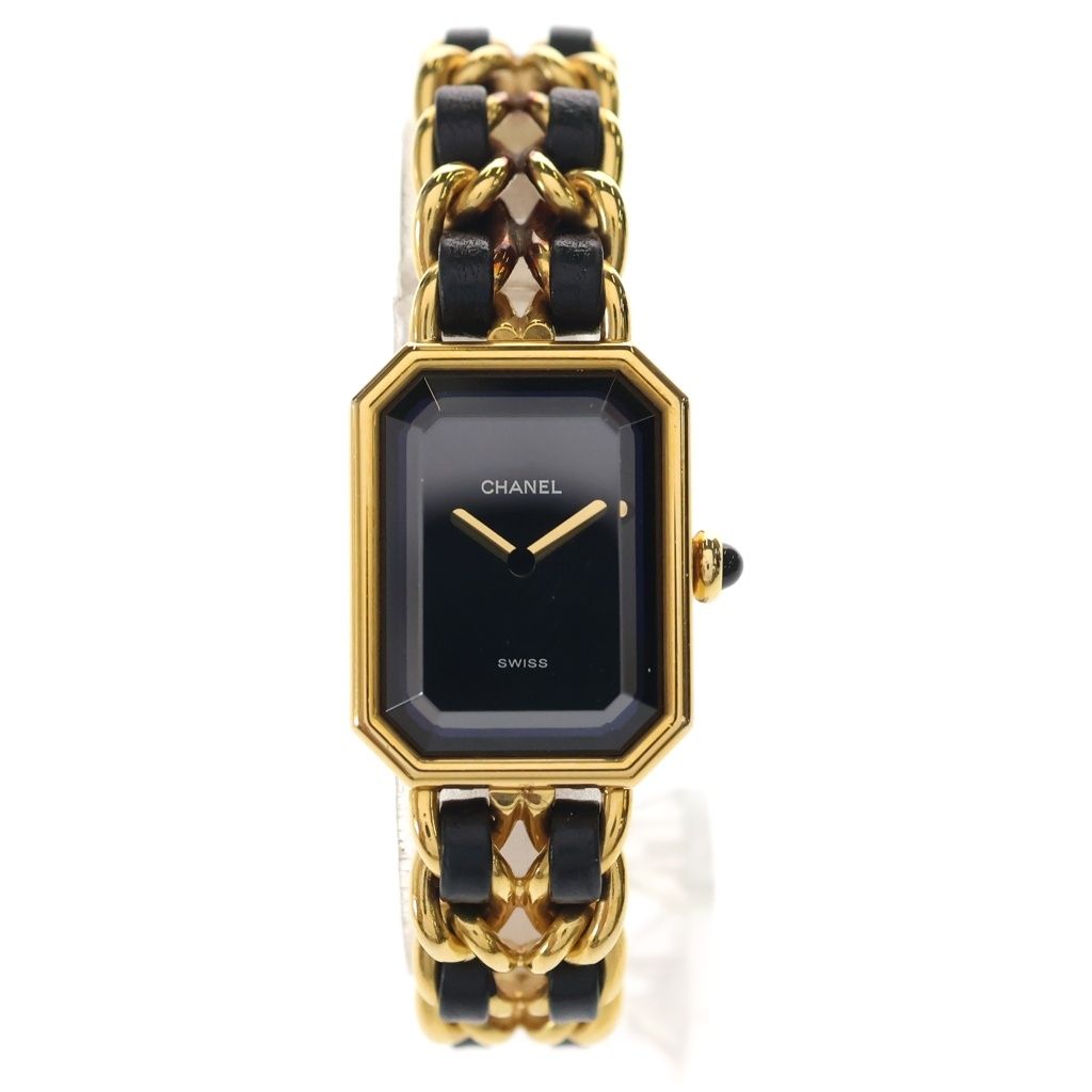 Chanel Premier M Leather Quartz Watch Black Dial