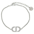 Dior Petit CD Logo Rhinestone Chain Bracelet Silver
