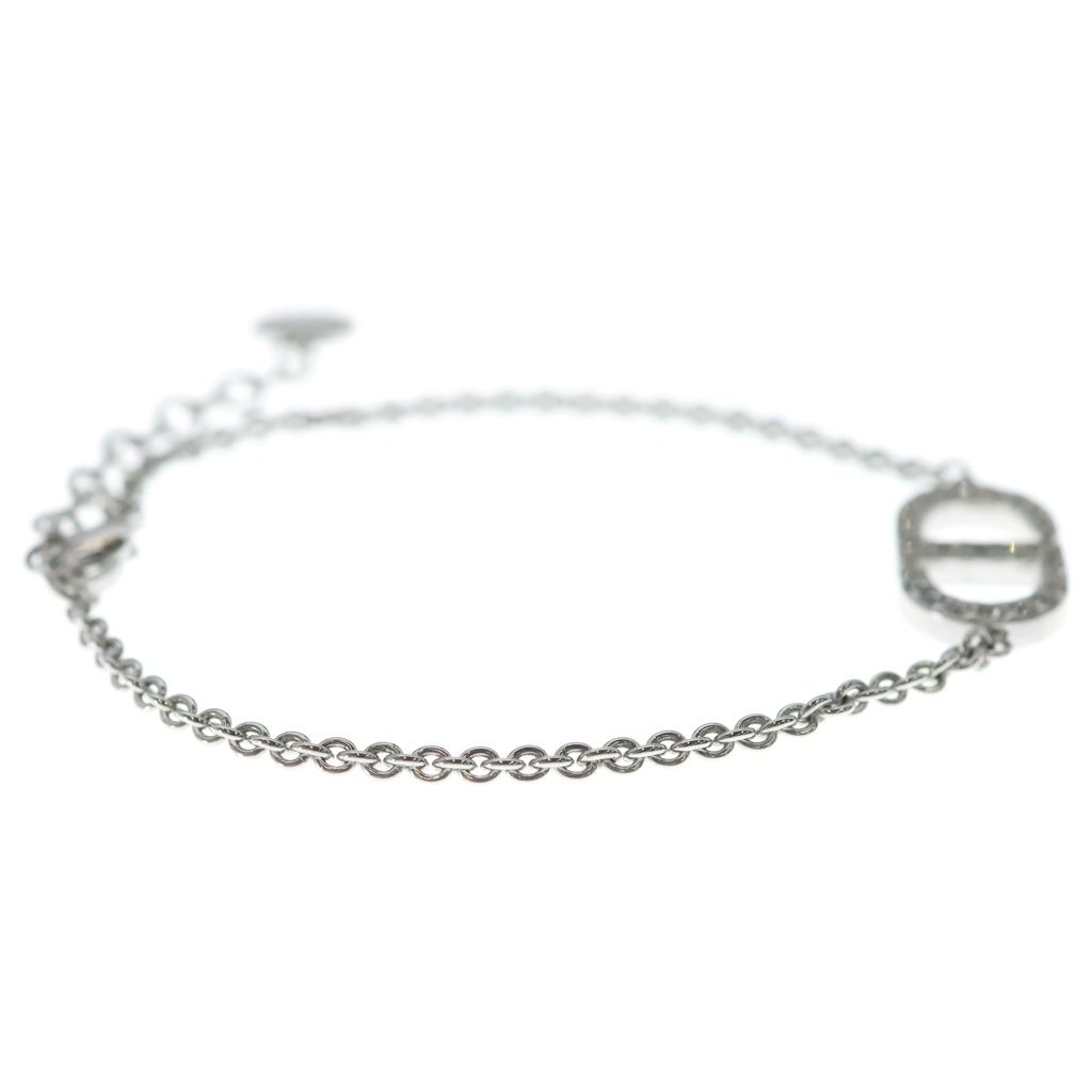 Dior Petit CD Logo Rhinestone Chain Bracelet Silver — view 3