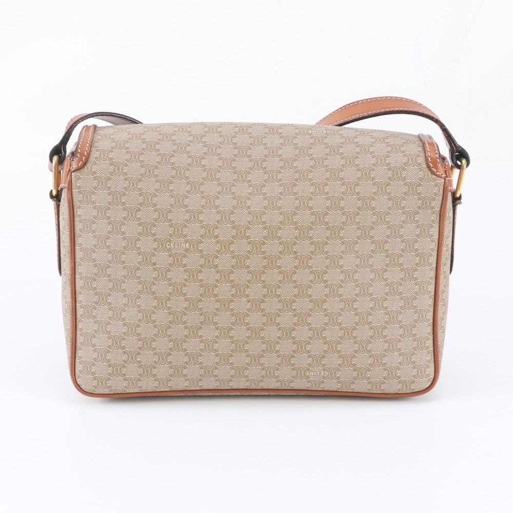 Celine Macadam Leather Shoulder Bag Crossbody Hand Tote Brown — view 3