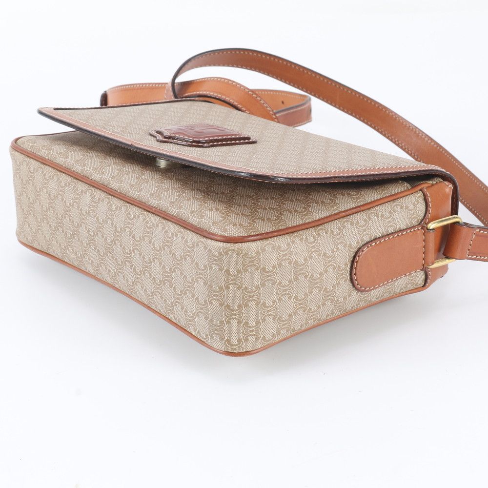 Celine Macadam Leather Shoulder Bag Crossbody Hand Tote Brown — view 4