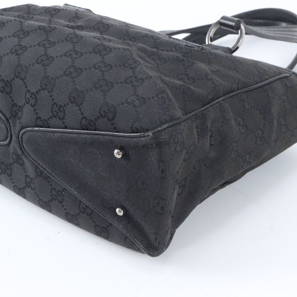 Gucci GG Canvas Leather Tote Shoulder Hand Black — view 4