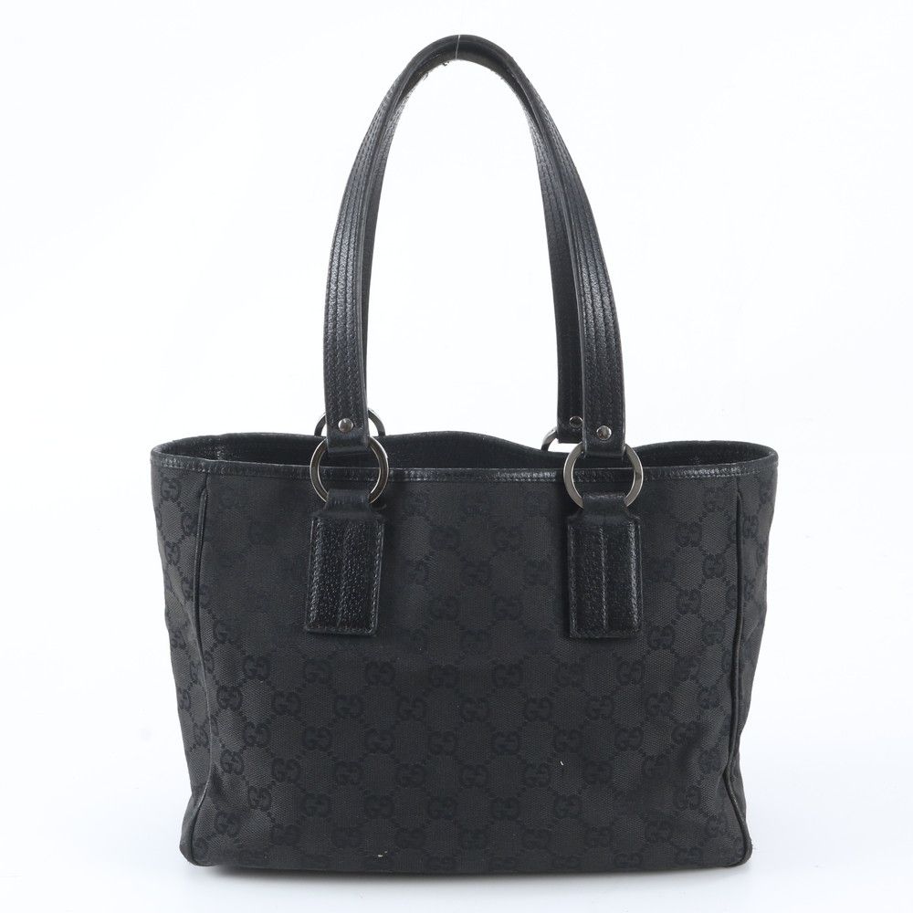 Gucci GG Canvas Leather Tote Shoulder Hand Black — view 3