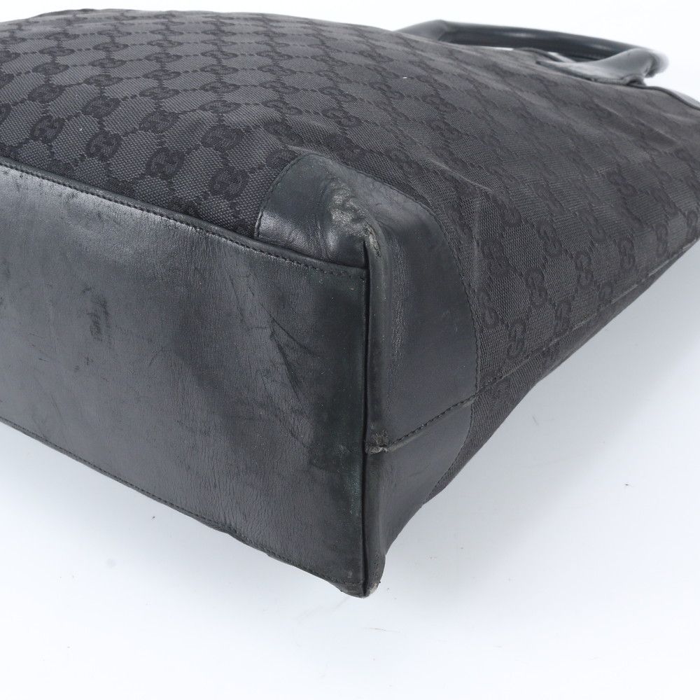 Gucci GG Canvas Leather Tote Shoulder Business Black — view 4