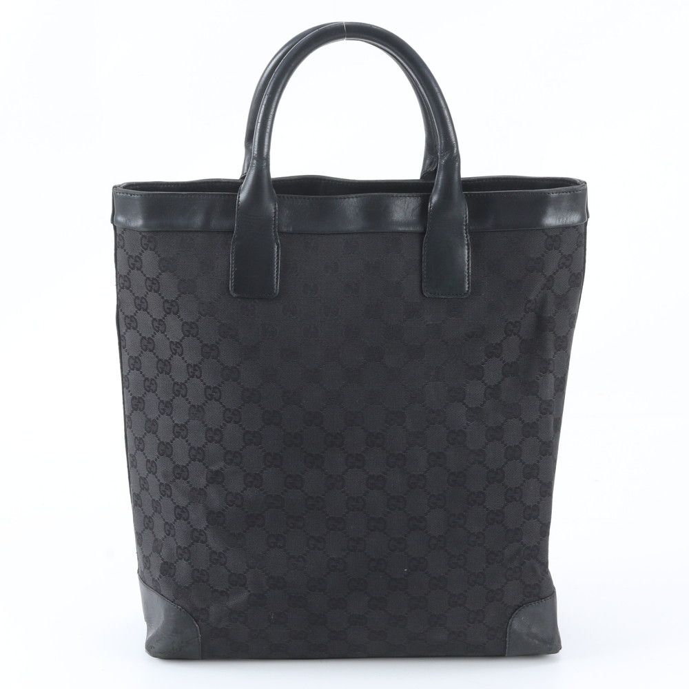 Gucci GG Canvas Leather Tote Shoulder Business Black — view 3